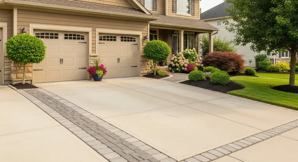 garage landscaping ideas with plants and driveway design
