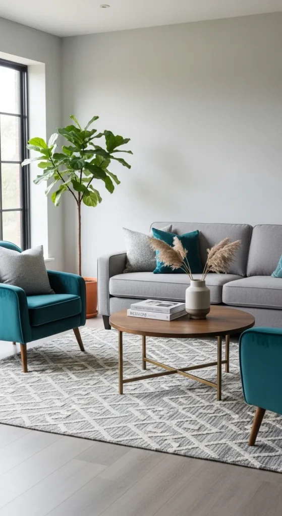 Grey couch living room ideas with optimal furniture arrangement