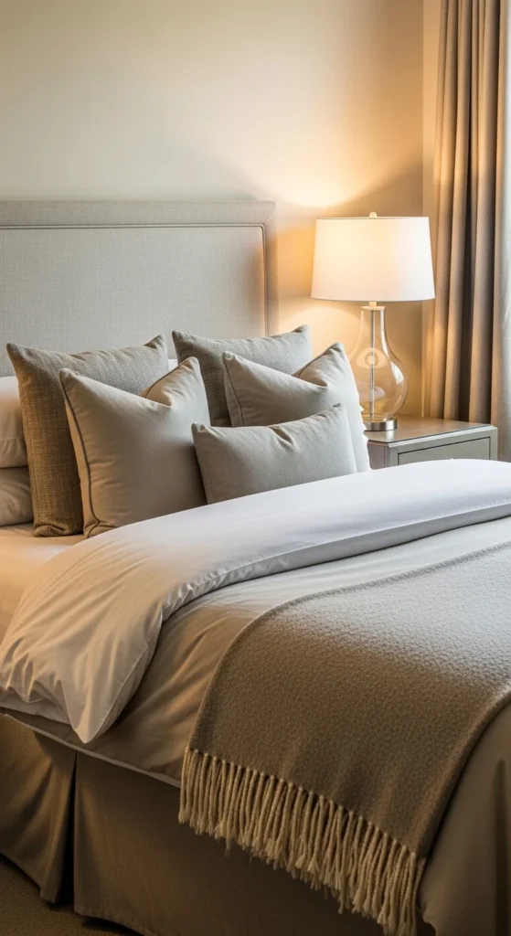 Guest Bedroom Ideas with a comfortable bed and layered bedding