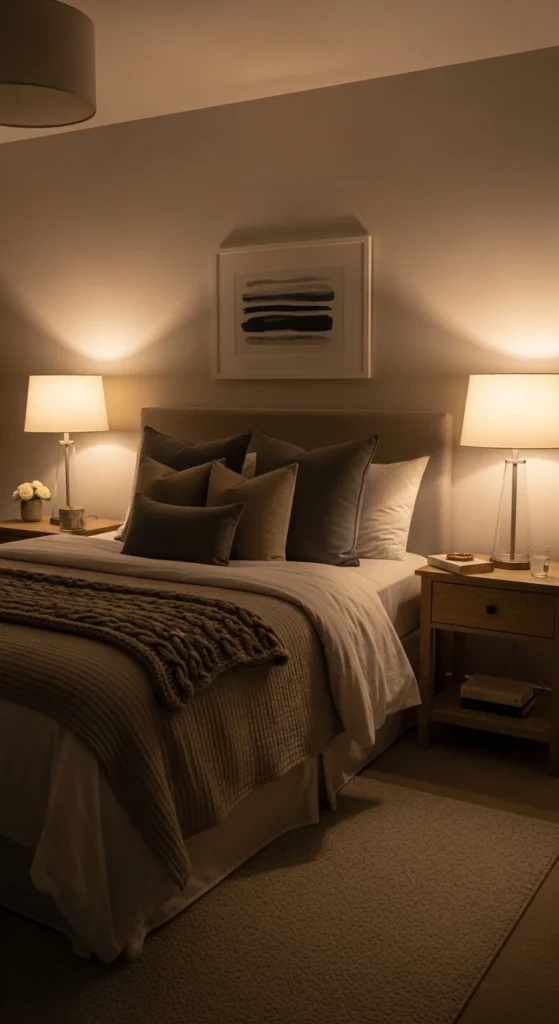 Guest Bedroom Ideas featuring cozy and warm lighting