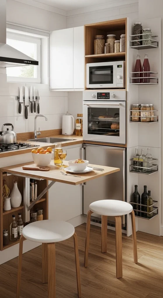 Small kitchen ideas with multi-functional furniture and compact appliances