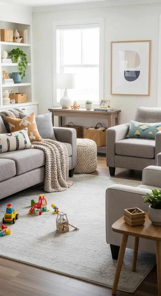 Living room arrangement ideas for family-friendly layouts