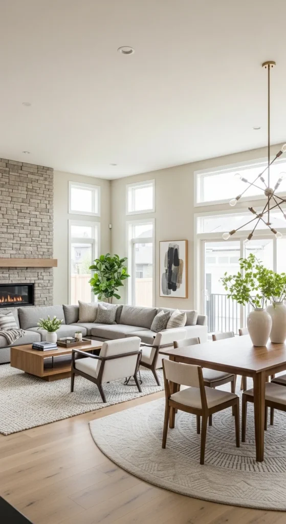 Living room arrangement ideas for open-concept layouts