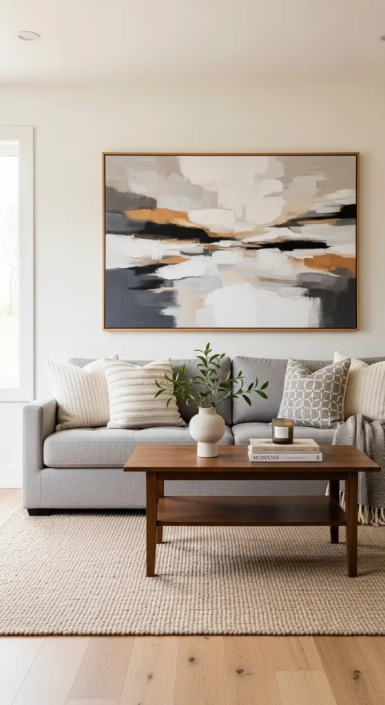 Living room wall ideas with decor above the sofa