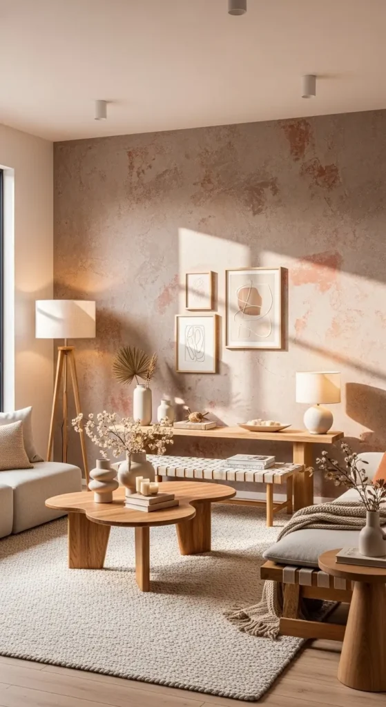 Living room wall ideas with textured wall design