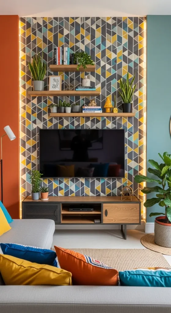 Creative feature wall design living room TV wall ideas