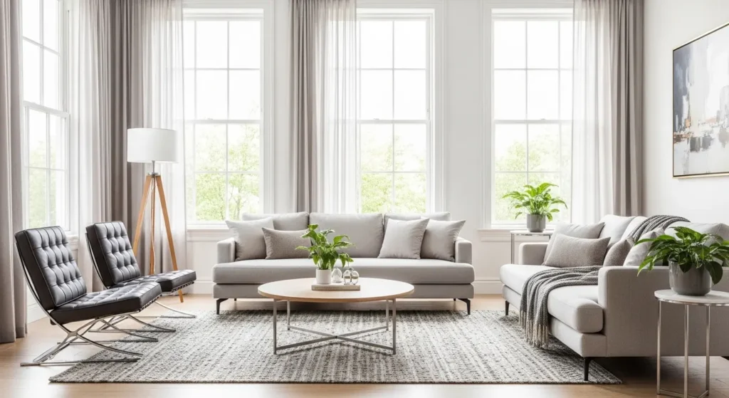 Living room TV wall ideas with modern minimalist design and floating console