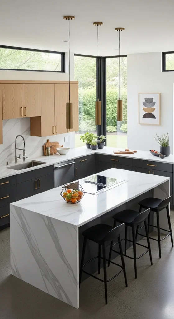 Modern Kitchen Ideas open-concept kitchen with U-shaped layout