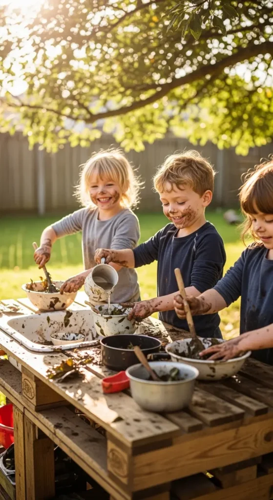 Benefits of mud kitchen play for children