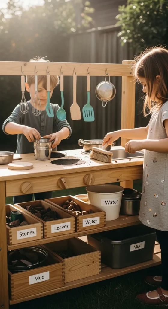 Mud kitchen storage and organization ideas