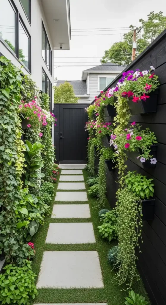 Side of house landscaping ideas with vertical gardens