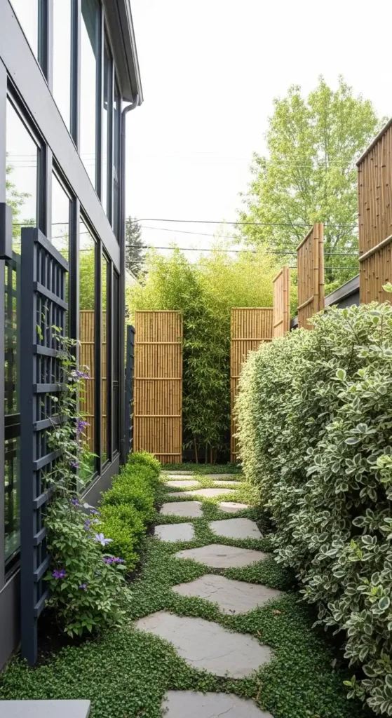 Side of house landscaping ideas with privacy screens and fencing