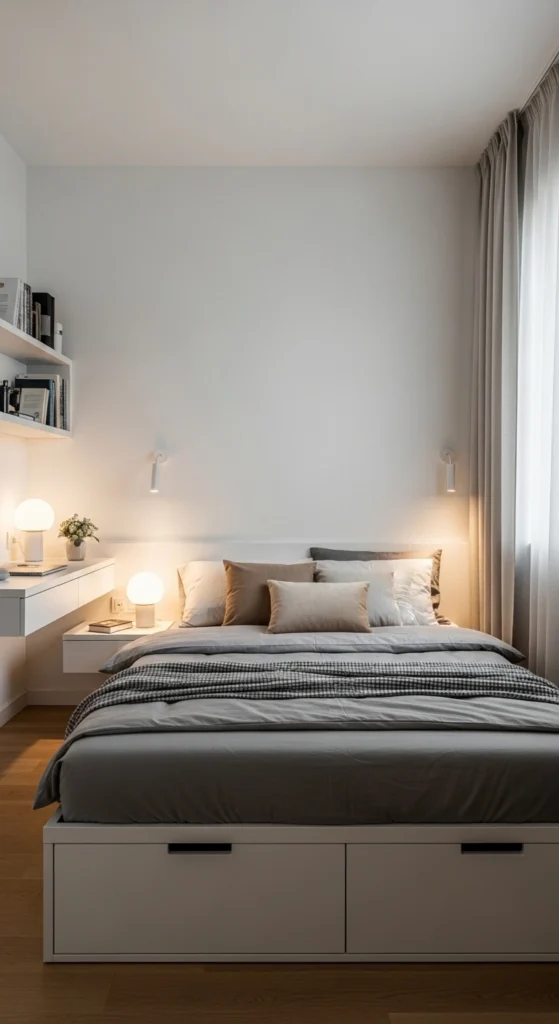 Small Bedroom Ideas with space-saving furniture for compact rooms