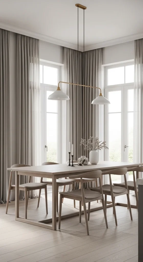 dining room curtain ideas modern floor-to-ceiling curtains elegant interior