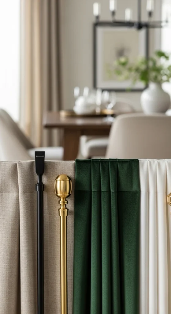 dining room curtain ideas fabric samples rods and styling guide