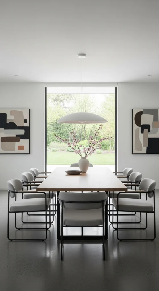 Dining room decor ideas for modern homes with sleek furniture and neutral palette