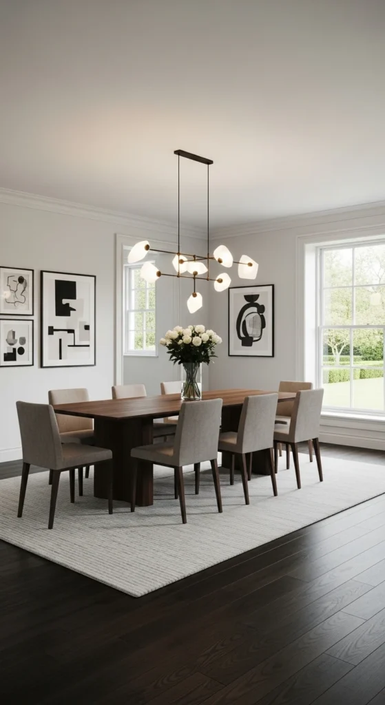 Dining room design ideas with hardwood flooring