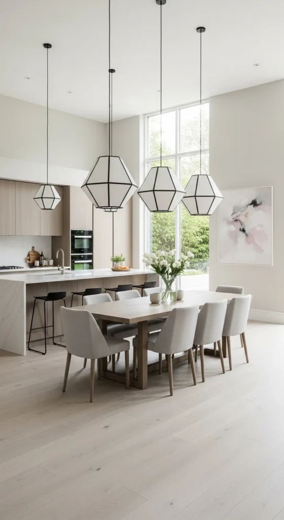 Dining room lighting ideas for open concept kitchen dining space