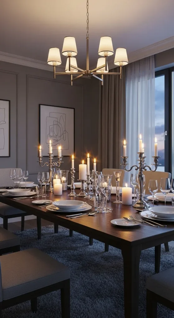 Dining room lighting ideas with dimmable chandelier lighting