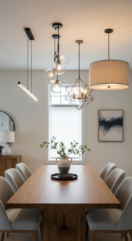 Dining room lighting ideas over table with perfectly sized light fixture