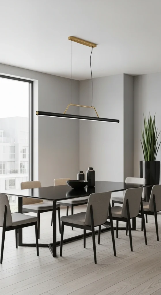 Modern dining room lighting ideas over table with sleek fixtures