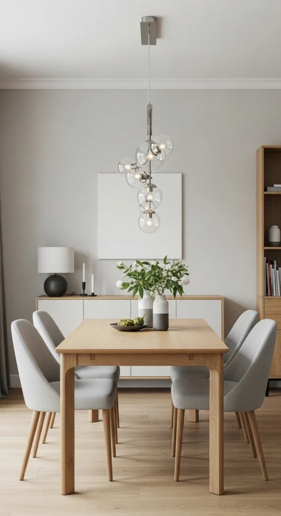 Dining room lighting ideas over table showing correct hanging height
