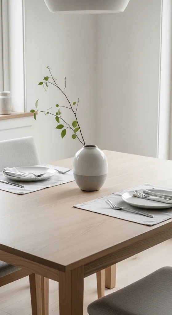 Dining room table decor ideas minimalist style with simple centerpiece