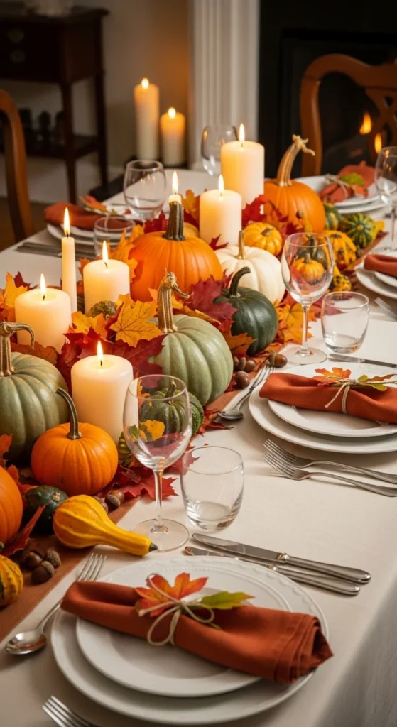 Dining room table decor ideas seasonal tablescape with festive centerpiece