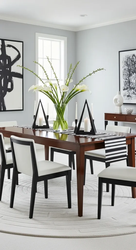 Dining room table dressing ideas with modern minimalist table decor