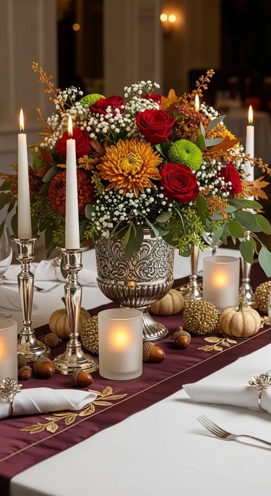 Formal dining room ideas with centerpiece decor