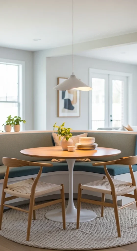 Small dining nook ideas in open-plan living area