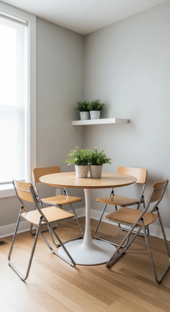Small dining nook ideas with round space-saving table
