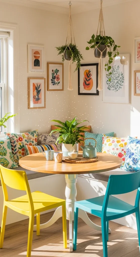 Small dining nook ideas with eclectic mix-and-match seating