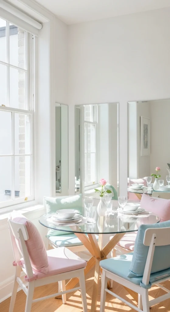 Small dining nook ideas with light and bright decor