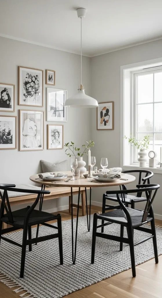 small dining room wall decor ideas with modern gallery wall