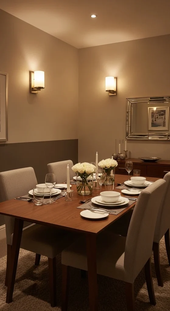 small dining room wall decor ideas with wall lighting