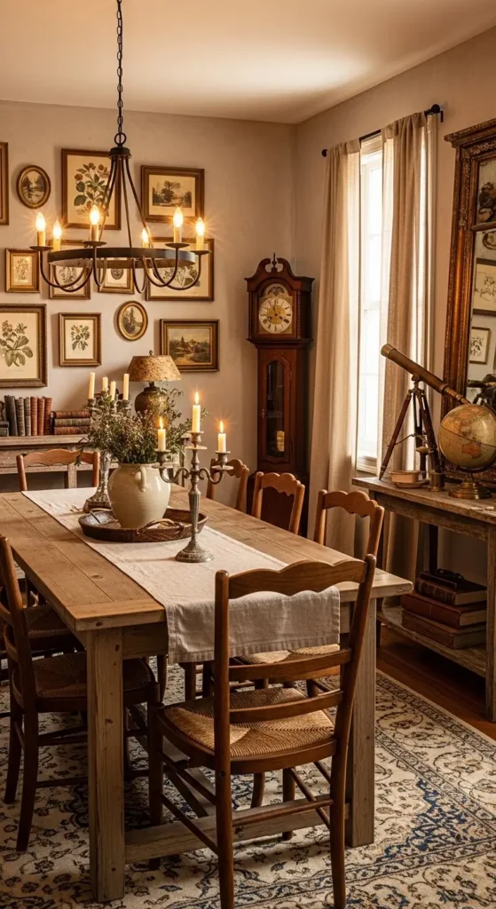 small dining room wall decor ideas with vintage accents