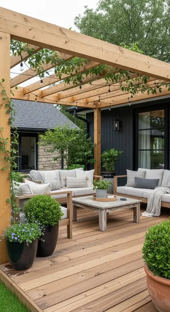 Cabin landscaping ideas with functional outdoor living space and deck