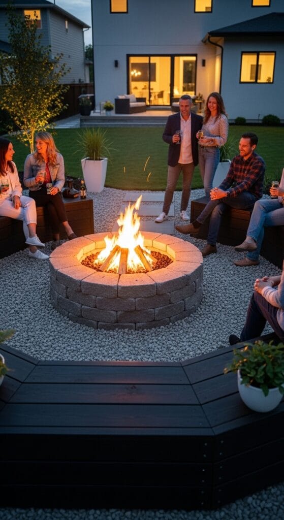 concrete blocks ideas landscaping fire pit backyard design
