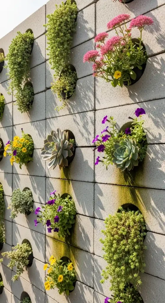 concrete blocks ideas landscaping vertical planter garden