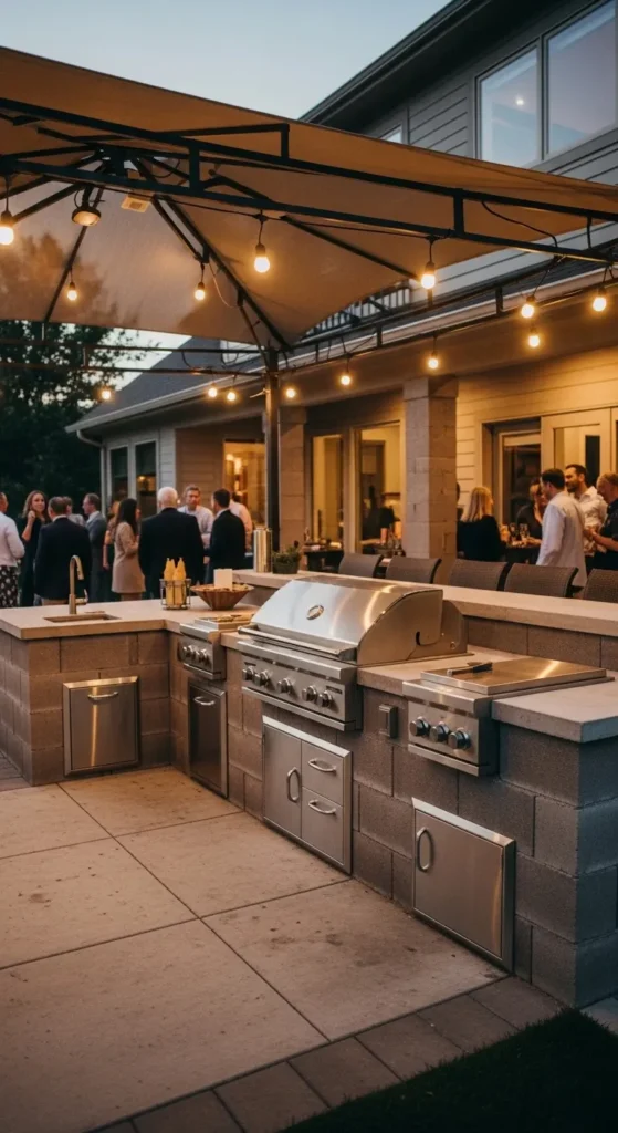 concrete blocks ideas landscaping outdoor kitchen BBQ setup