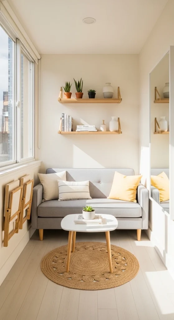 Cozy sunroom furniture ideas for small spaces with smart storage and light design