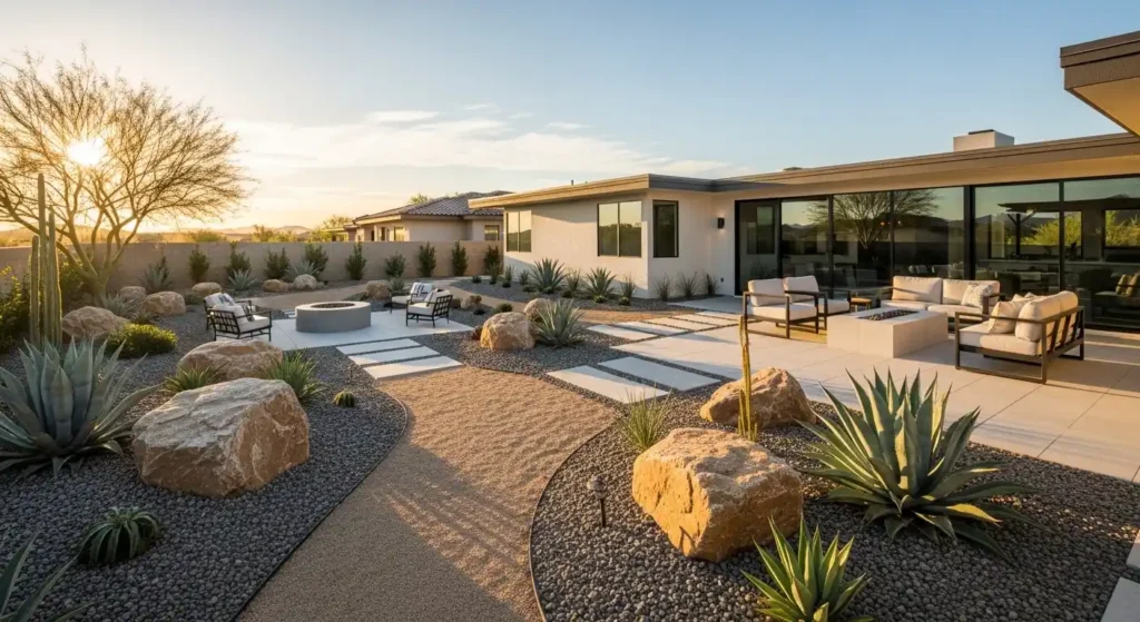 desert landscaping ideas modern backyard oasis with succulents gravel and rocks