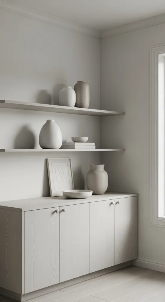 Minimalist dining room cabinet decor with simple and clean styling