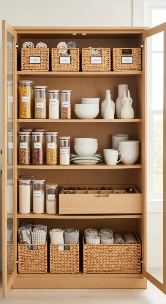 Dining room cabinet decor with functional storage and organization ideas