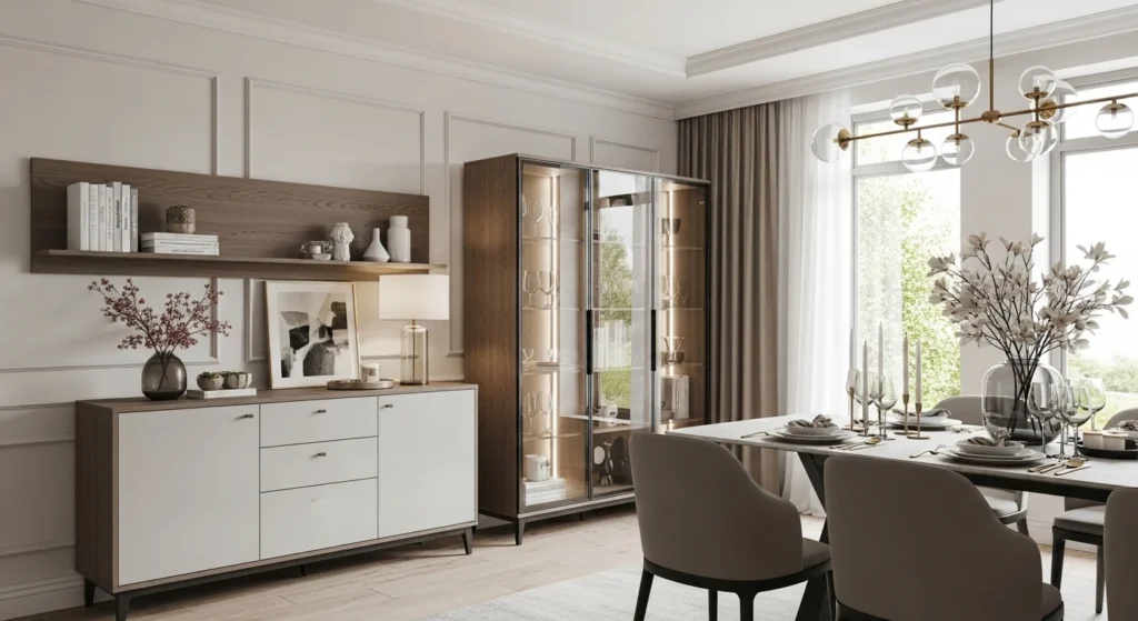 Dining room cabinet ideas for modern luxury home interior with stylish storage and elegant decor