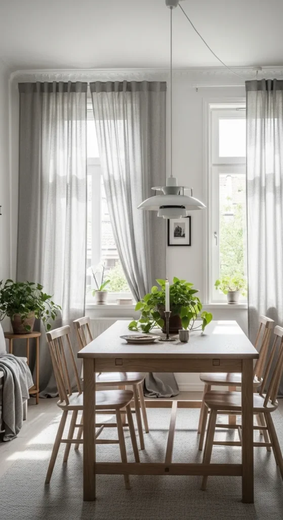 dining room drapes ideas with linen curtains