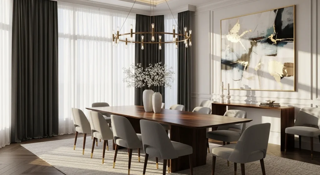 Dining Room Drapes Ideas stylish modern dining room with elegant curtains