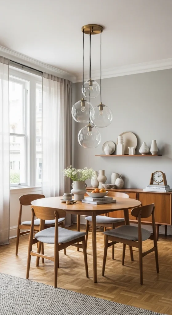 dining room lighting ideas over round table glass globe lights