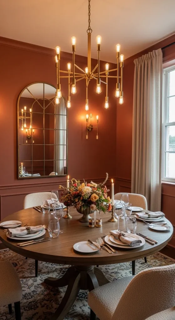 dining room lighting ideas over round table layered lighting